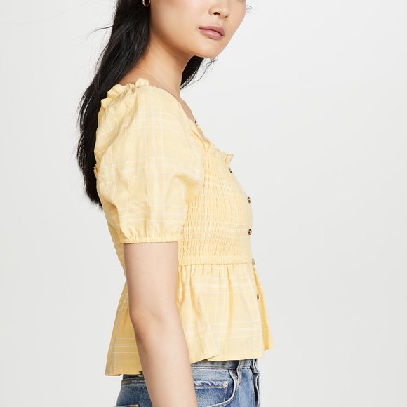 New Fifth Label Hummingbird Check Top Color: Daffodil/White Size: L - Picture 5 of 16